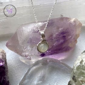 Moonstone Sterling Silver Wire Wrapped Pendant